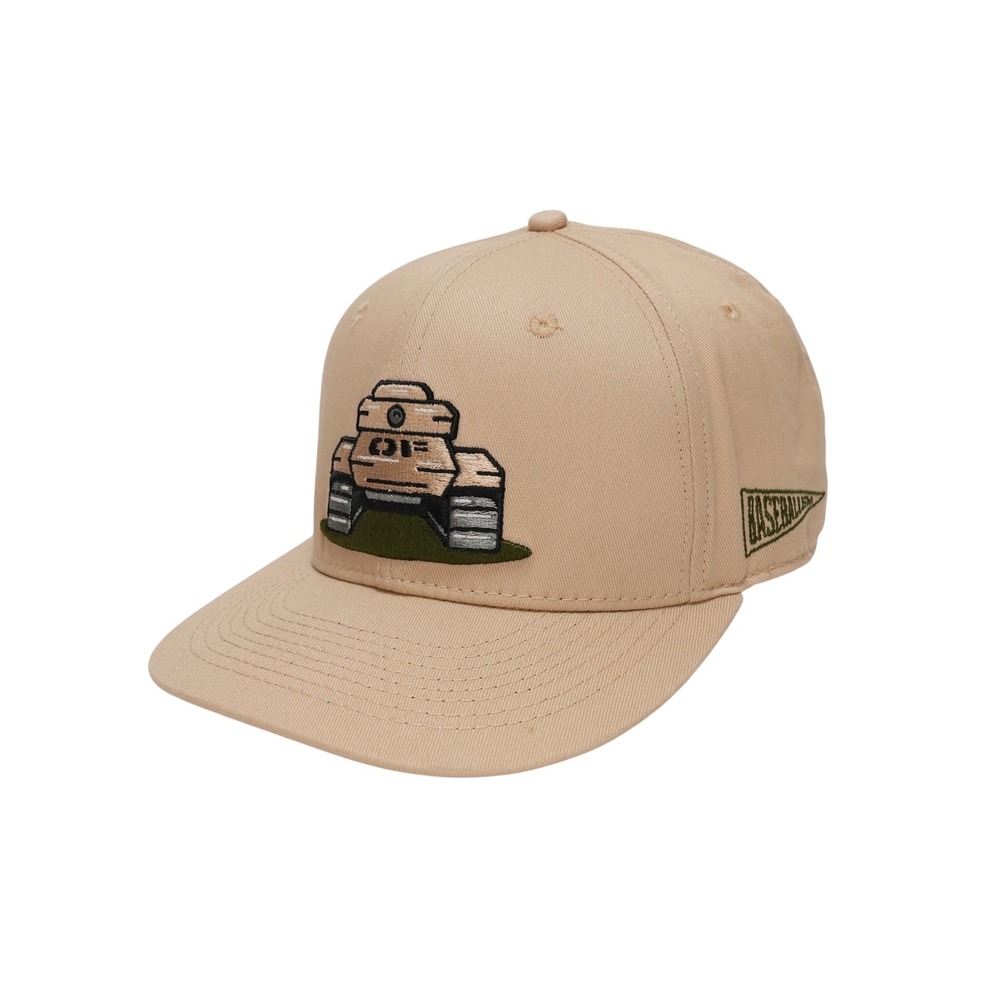 Baseballism Mens 7 1/2 Tan Fitted Hat Army Tank Embroidered Military Cap